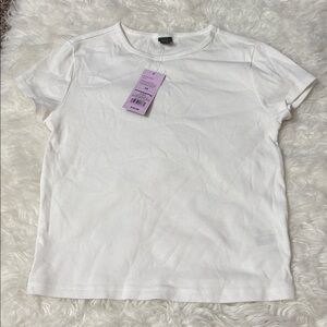 NWT Wild Fable White Ribbed Short Sleeve Shirt Size XS